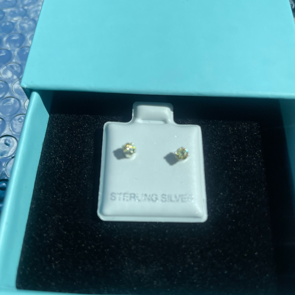 Sterling Silver Yellow Stud Earrings